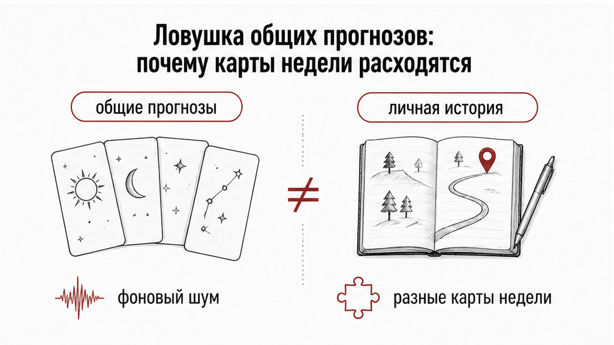 Схема: почему общие карты недели расходятся с личной историей