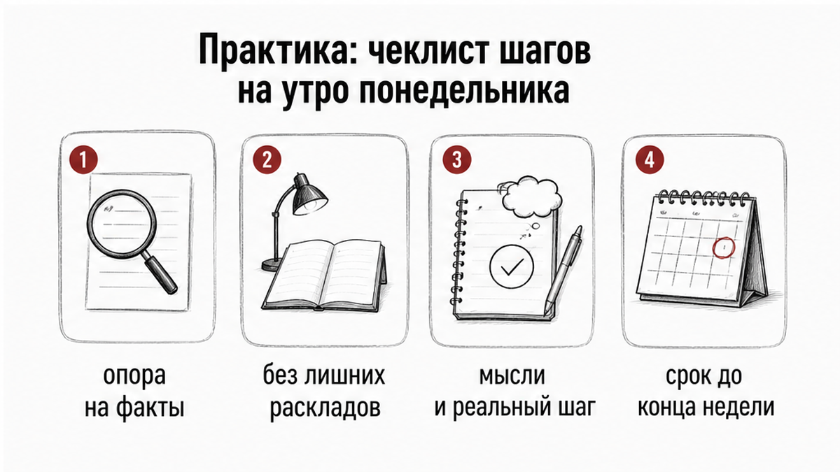 Чеклист шагов на утро понедельника после выходных без ответа