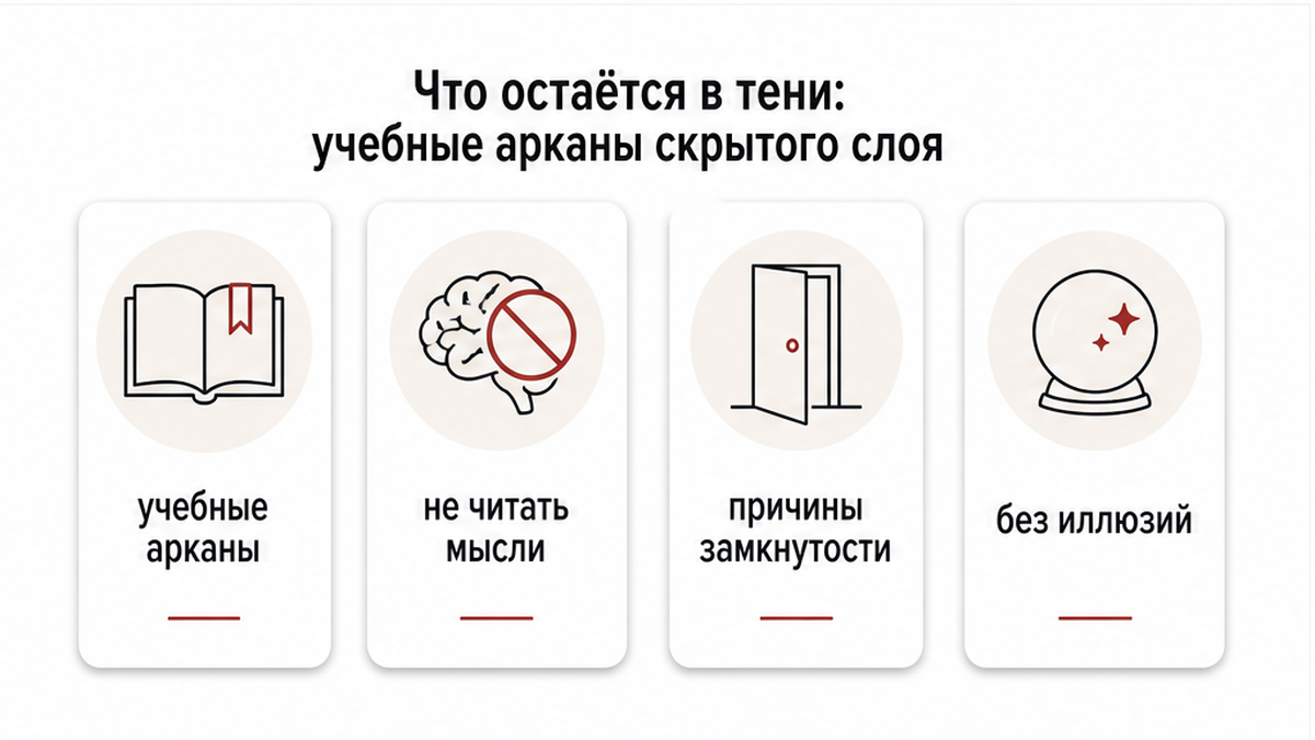 Карточки учебных арканов скрытого слоя: не читать мысли и видеть причины замкнутости