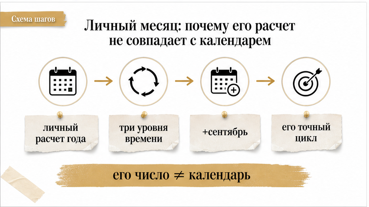 Схема расчёта личного месяца: год, сентябрь, его цикл