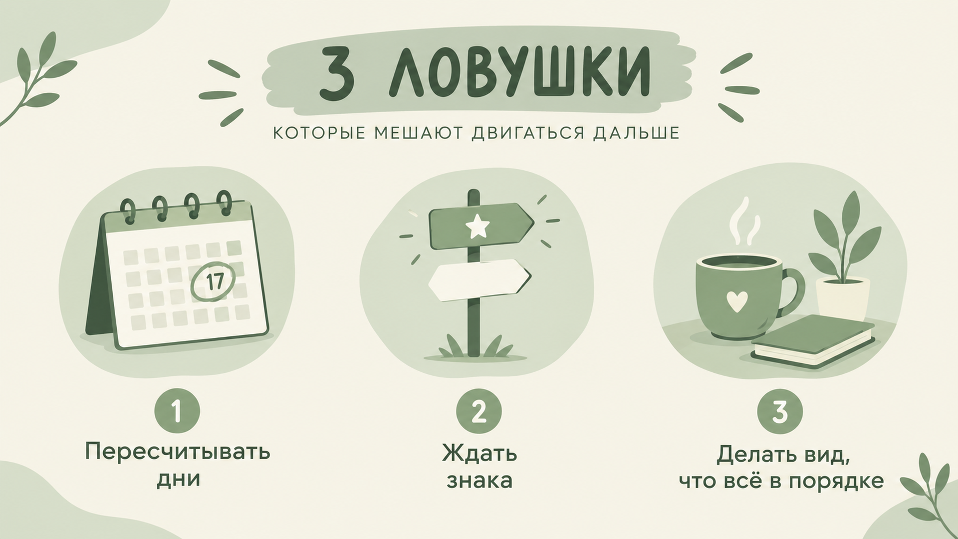 Женщина пересчитывает числа дня вместо прямого решения о встрече