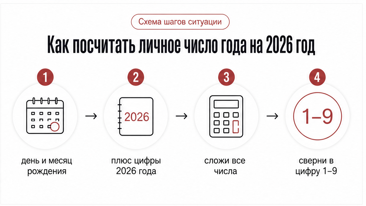 Схема расчета личного числа года на 2026
