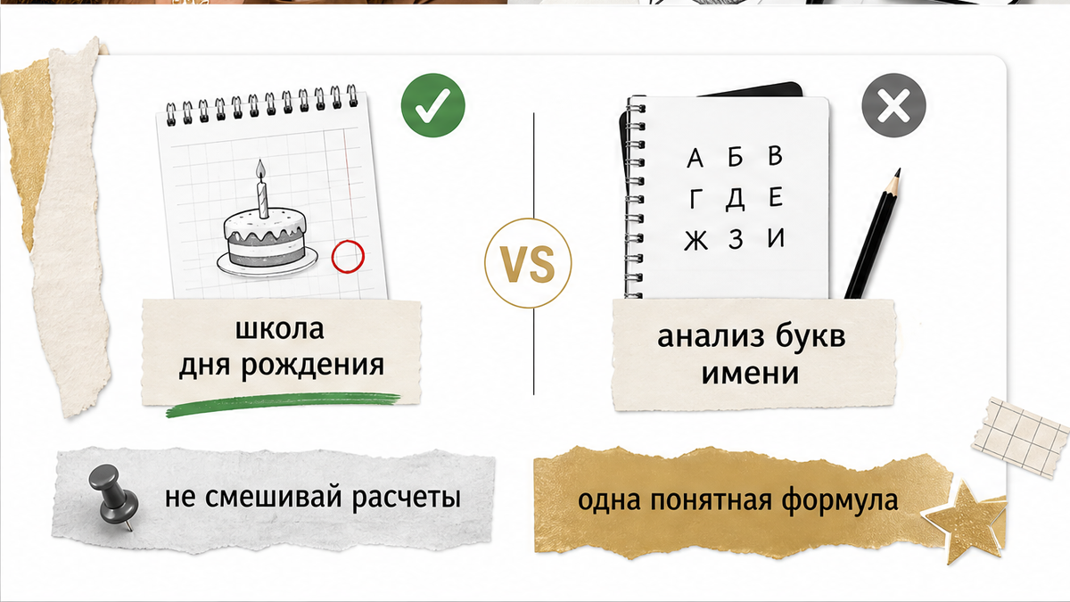Две школы личных чисел нельзя смешивать в одном расчёте