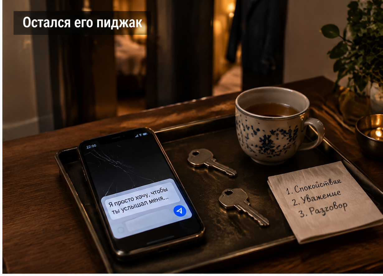 Женщина спокойно обдумывает, как ответить мужу после ссоры