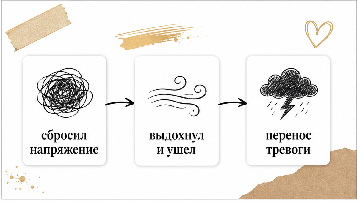 Схема: механизм сброса тревоги и избегающий паттерн поведения
