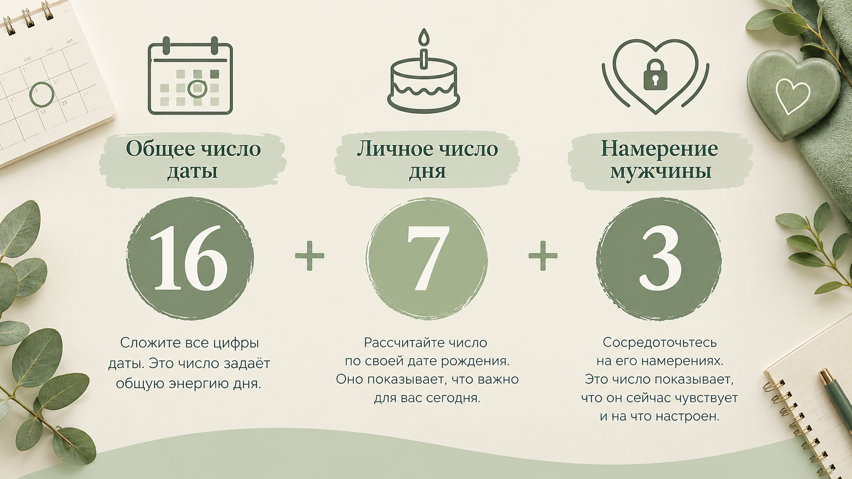 Лист с датами, числами и картами Таро на дневном столе