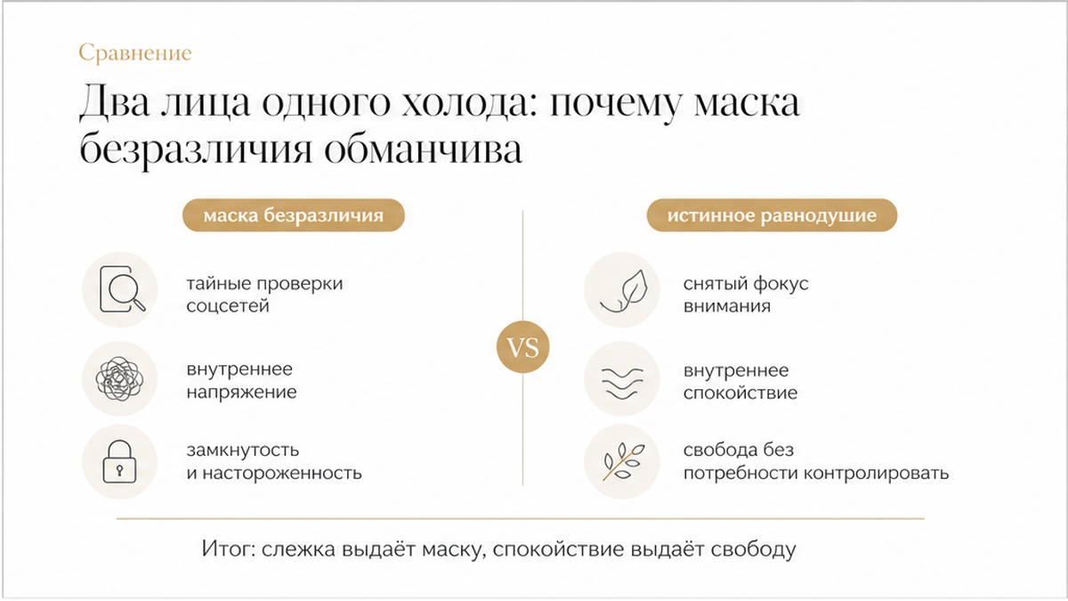 Схема: чем маска безразличия отличается от настоящего равнодушия