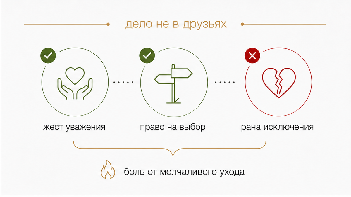 Схема: обида не на друзей, а на отсутствие приглашения