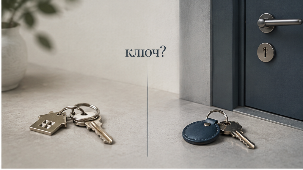 Карта Таро рядом с ключом на утреннем столе