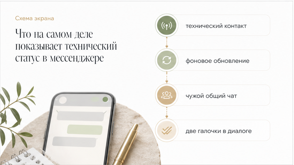 Схема интерфейса: что на самом деле показывает статус в мессенджере