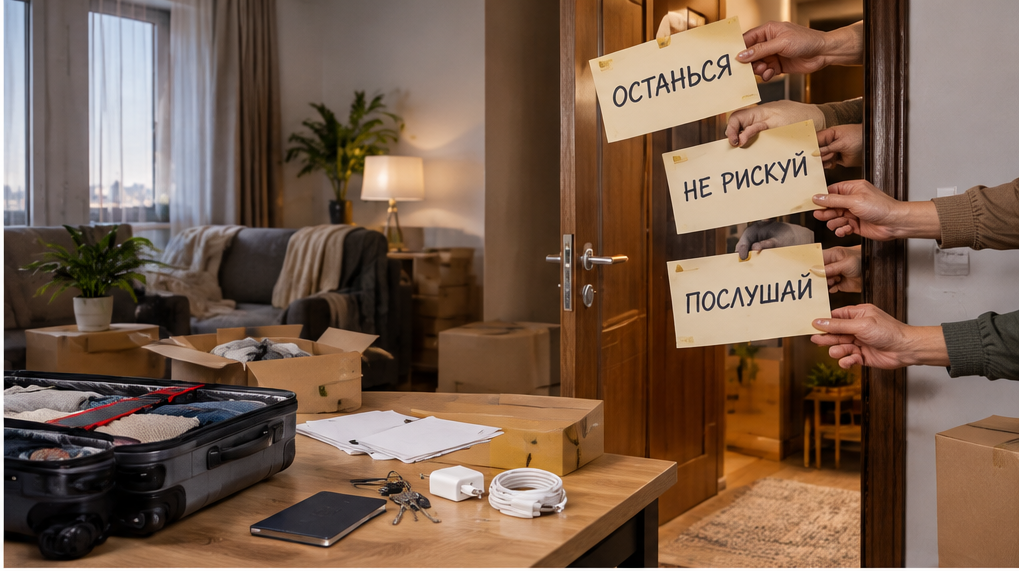 Женщина у окна перед переездом за границу размышляет о чужих советах