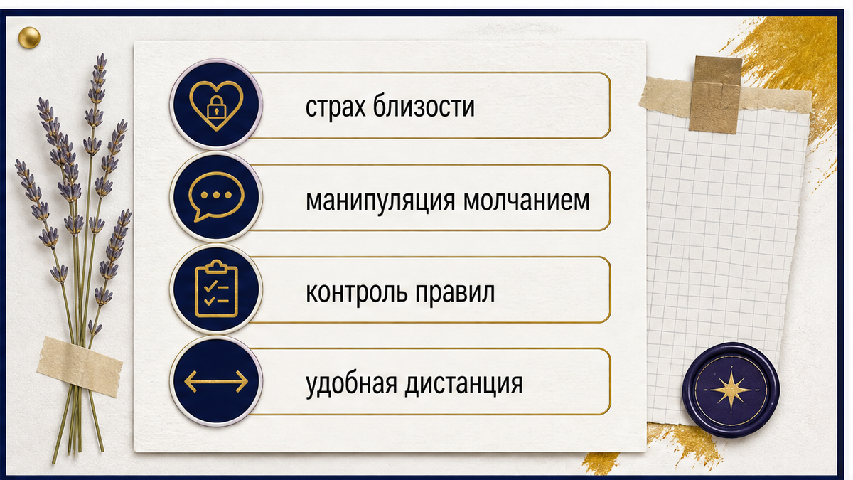 Схема избегающей привязанности и скрытых выгод мужской дистанции