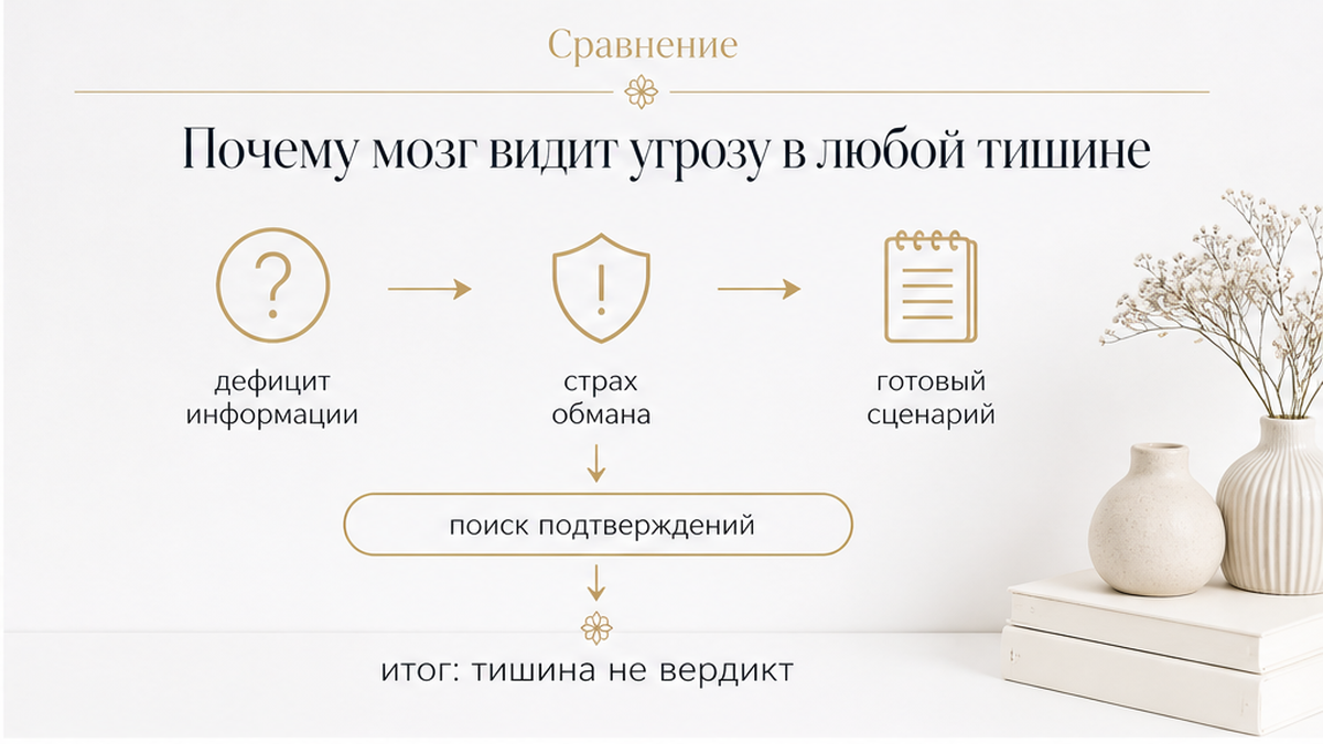 Как мозг заполняет тишину готовым сценарием измены